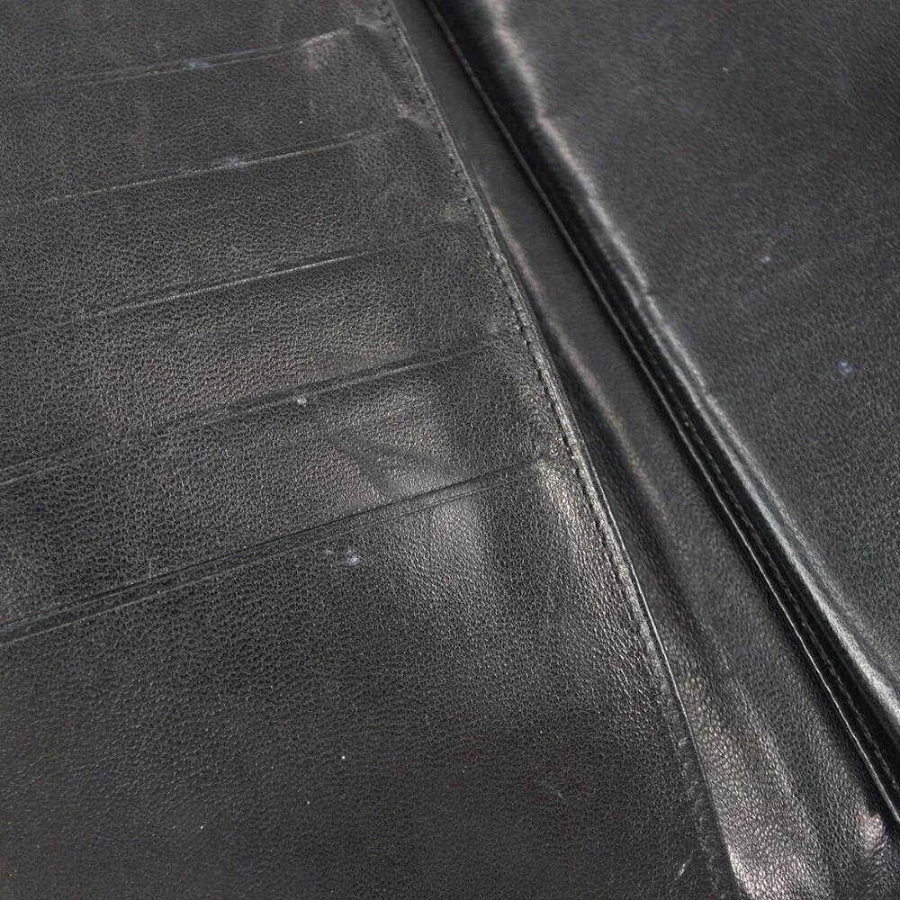 Chanel Long Bifold Wallet Purse Black Calfskin